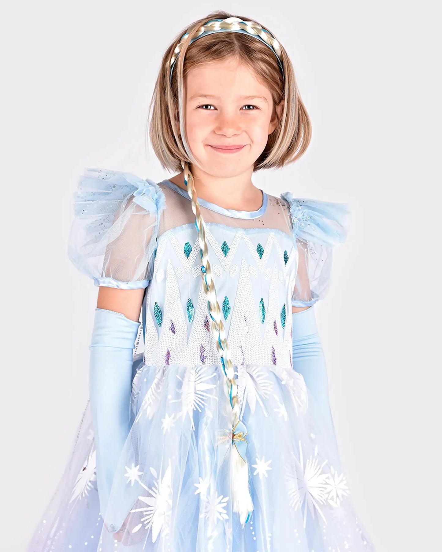DRESS ICE PRINCESS w BRAID 8-10 years Den Goda Fen