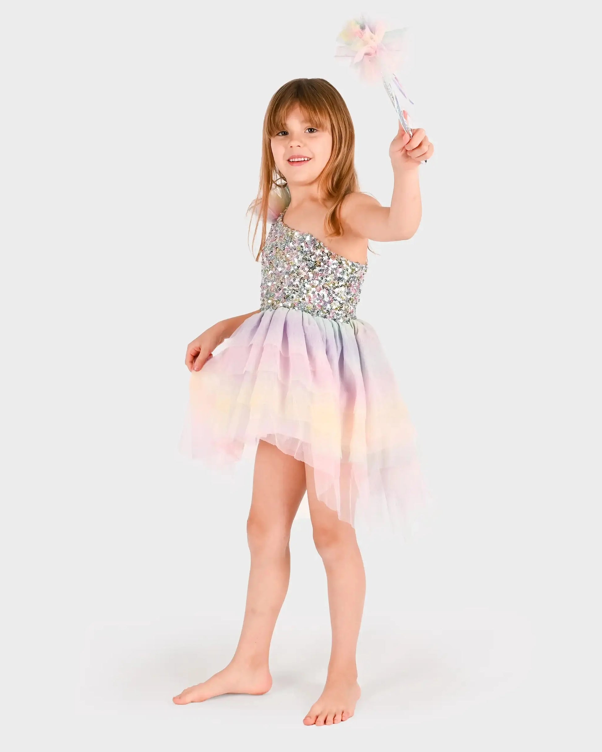 DRESS RAINBOW FAIRY w WAND 2-4 years Den Goda Fen