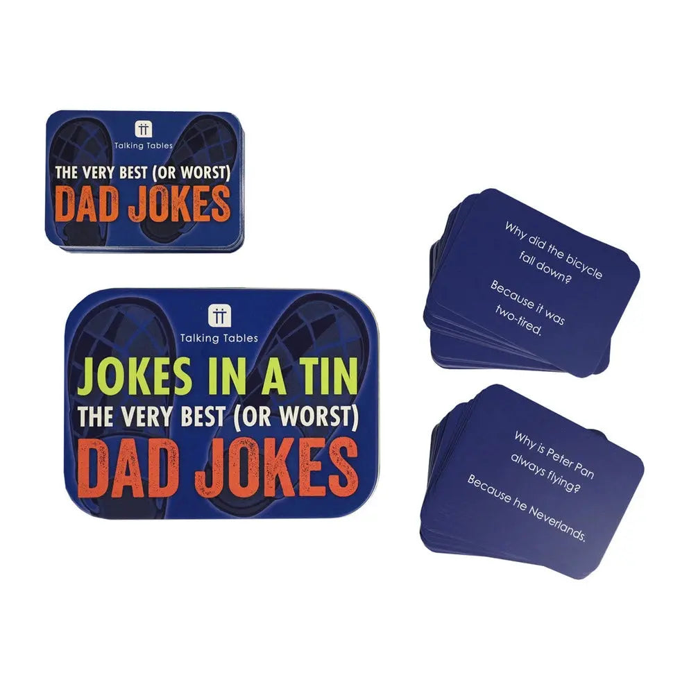Dad Jokes in A Tin |100 Cards| 100 Jokes Talking Tables