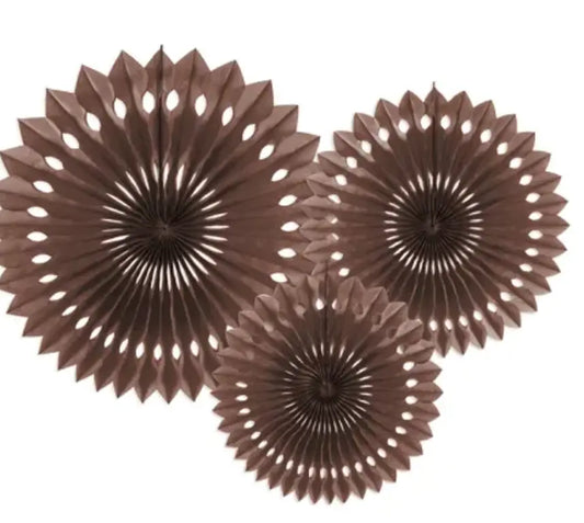 Decorative Rosettes, Brown, 20-30cm Partydeco