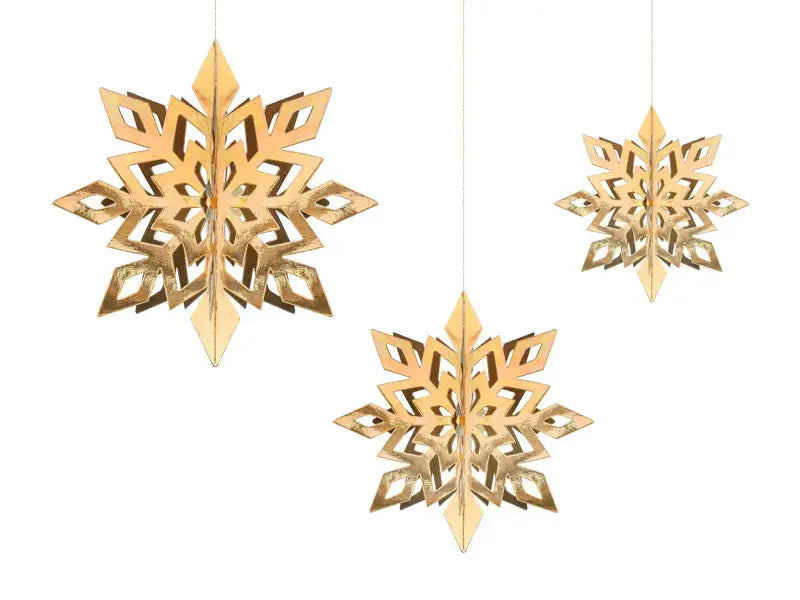 Decorative pendants Snowflakes, gold, 15-25cm Twiddlers