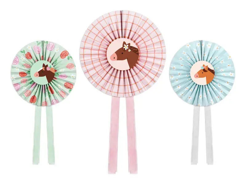 Decorative rosettes Horses, mix, 35 cm Partydeco