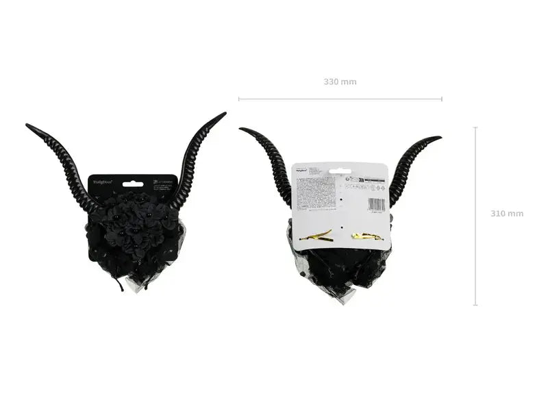 Devil Horns Headband with Tulle, 30x76 cm, Black Cotillons D Alsace