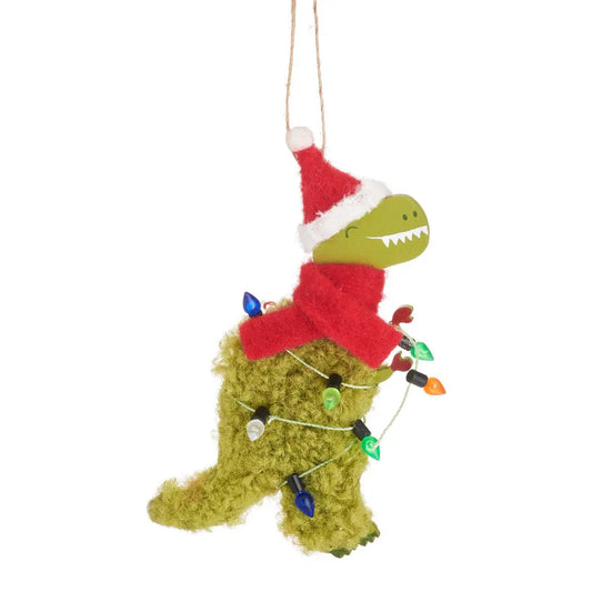 Dino with Christmas Lights Hanging Decoration SASS AND BELLE
