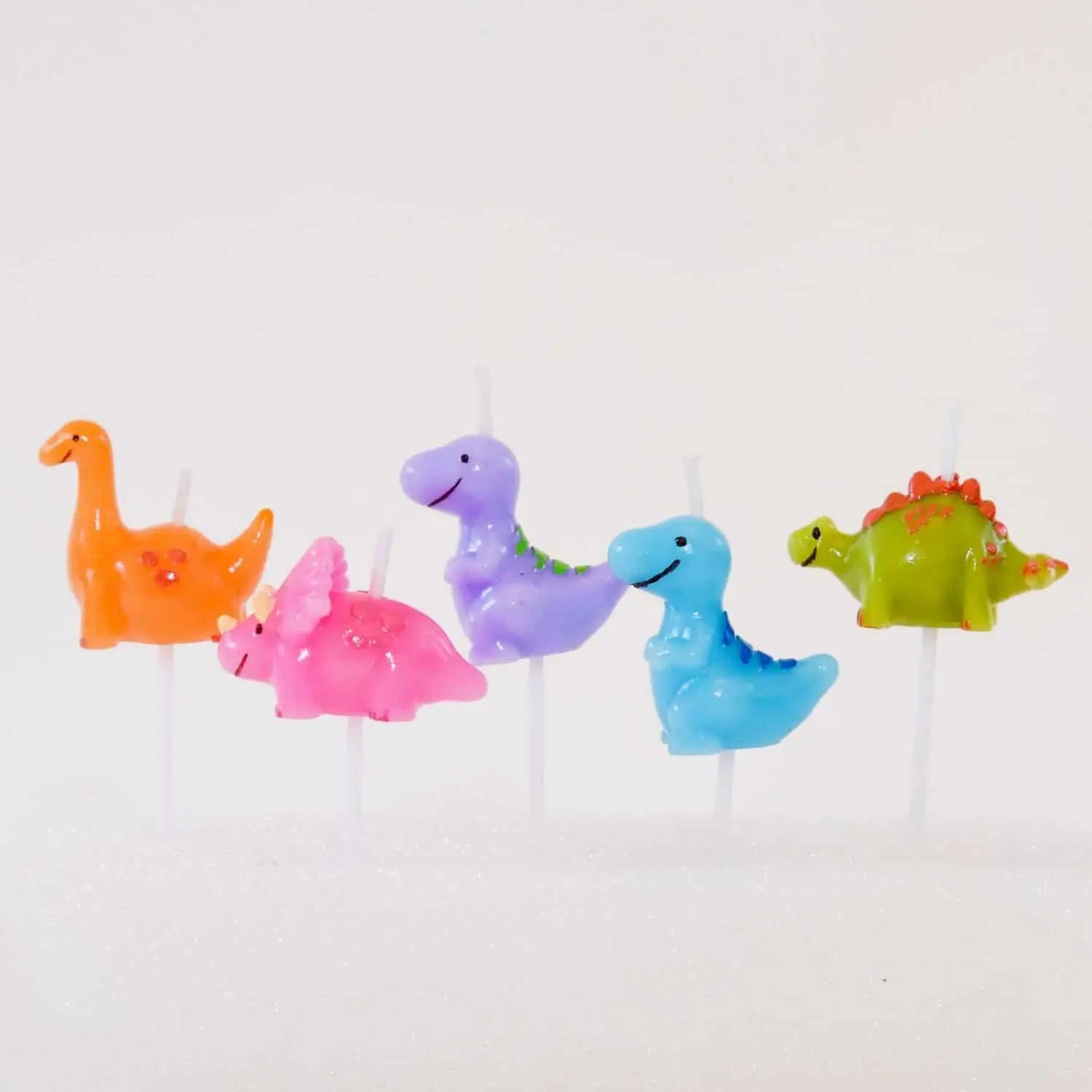 Dinosaur Cake Candles Smiling Faces