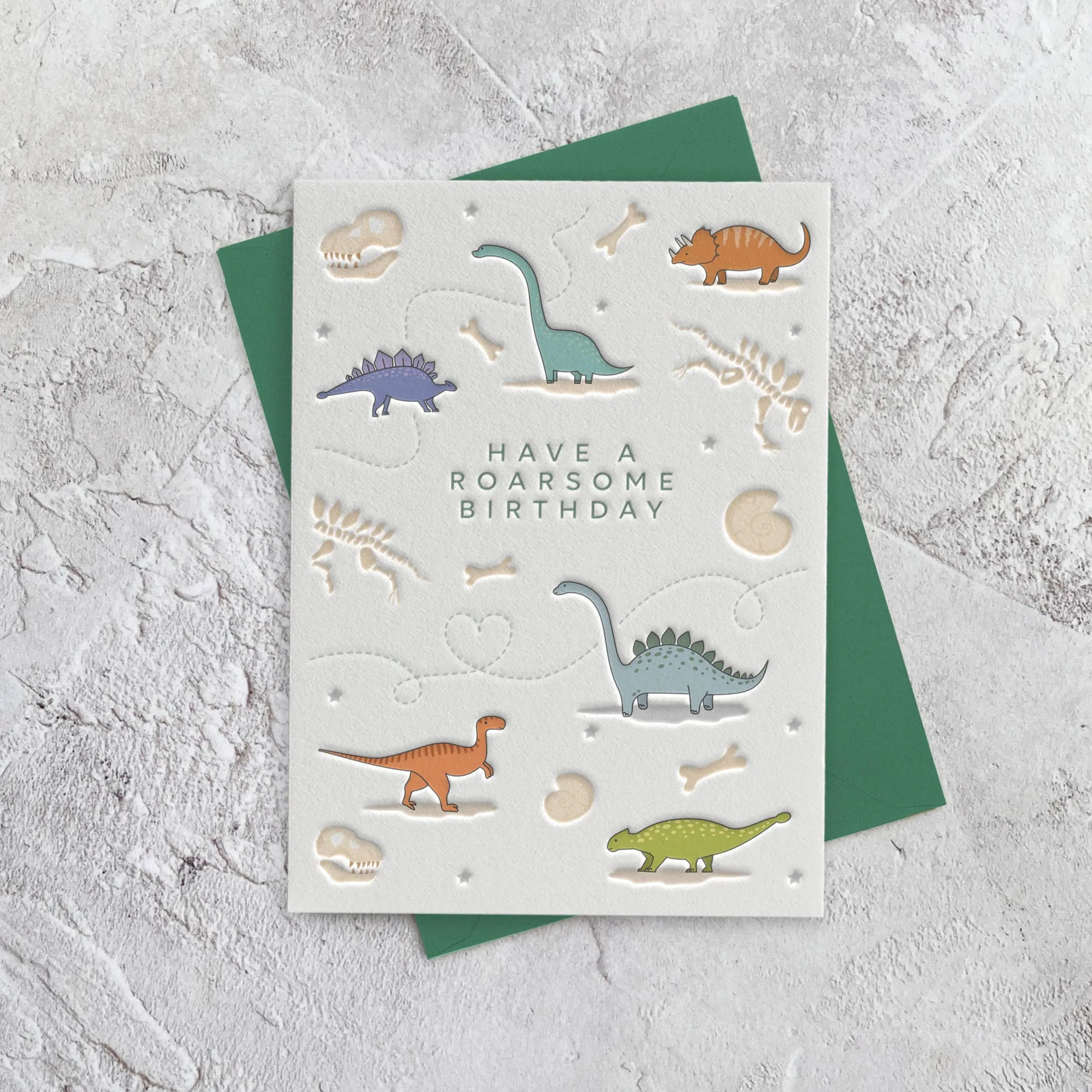 Dinosaurs Birthday Letterpress Style Card Heyyy Ltd