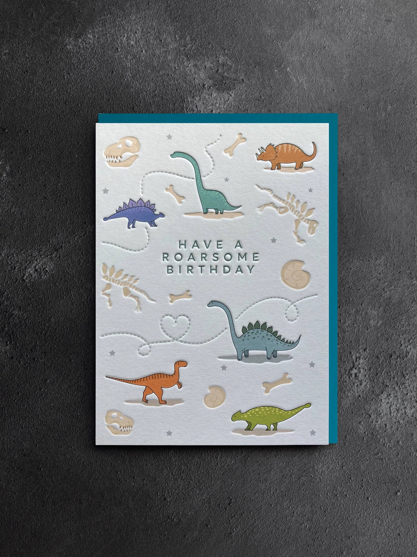 Dinosaurs Birthday Letterpress Style Card Heyyy Ltd