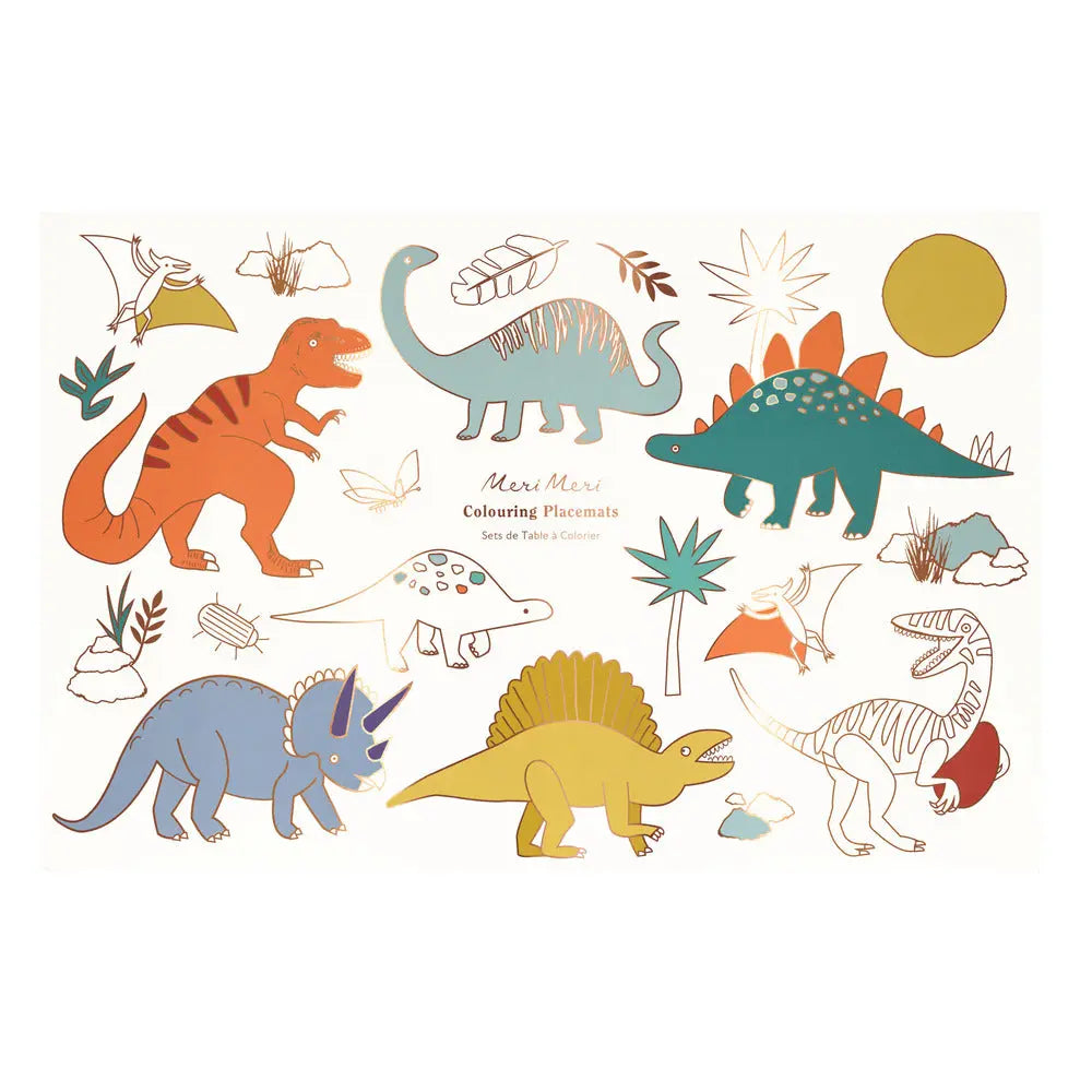 Dinosaurs colouring placemats Meri Meri