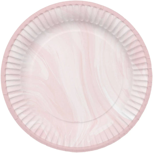 Disposable Plates Marble Pink 23cm - 8 pieces Folat