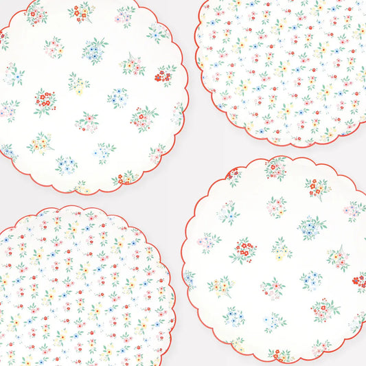 Ditsy Posy Scalloped Dinner Plates (x 8) Meri Meri