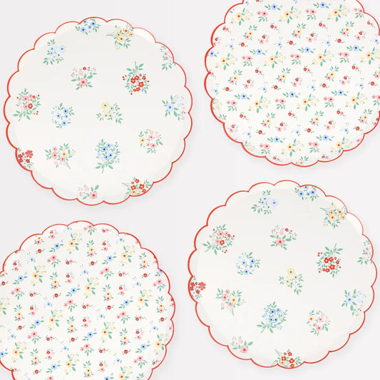 Ditsy Posy Scalloped Side Plates (x 8) Meri Meri
