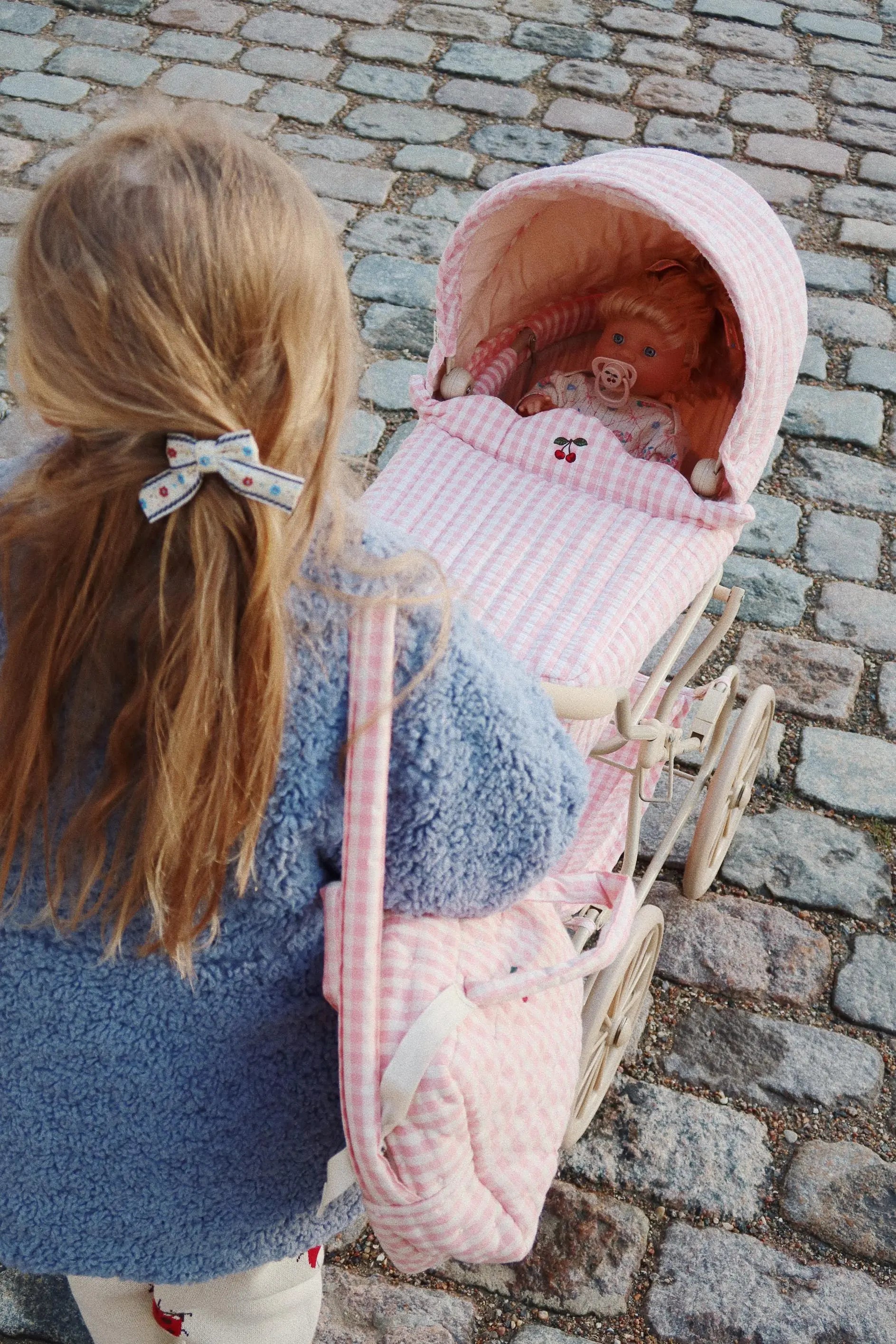 Doll pram - Powder Pink Check Konges Slojd