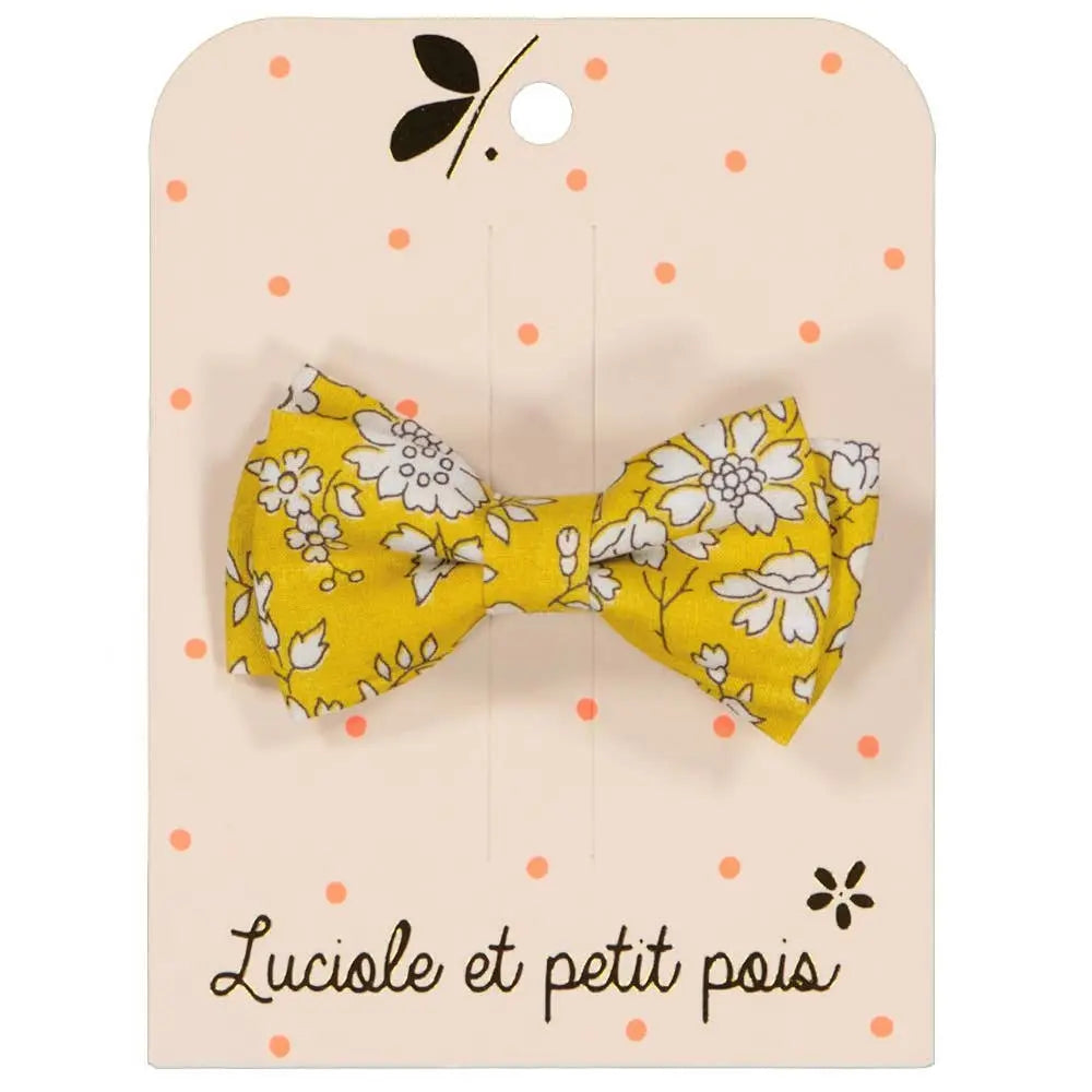 Double knot hair clip - Liberty Capel saffron Luciole et Petit Pois