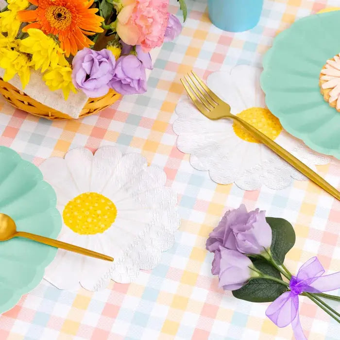 Double paper margarite paper napkins 33 x 33 cm white and yellow Oh yeah!