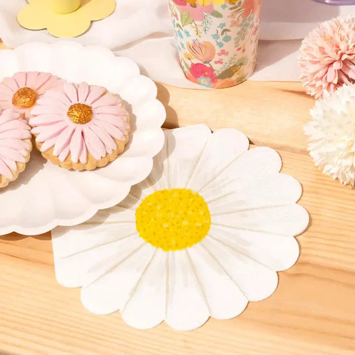 Double paper margarite paper napkins 33 x 33 cm white and yellow Oh yeah!