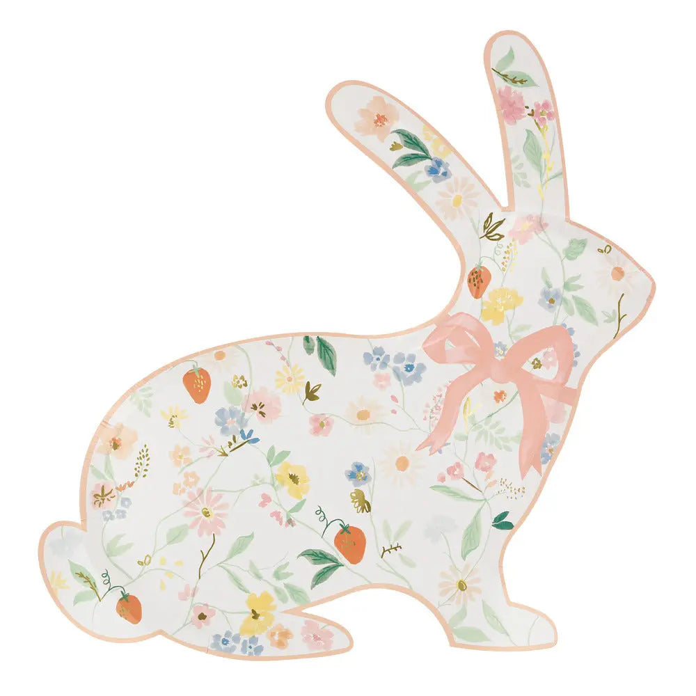 Elegant floral bunny shaped plates Meri Meri