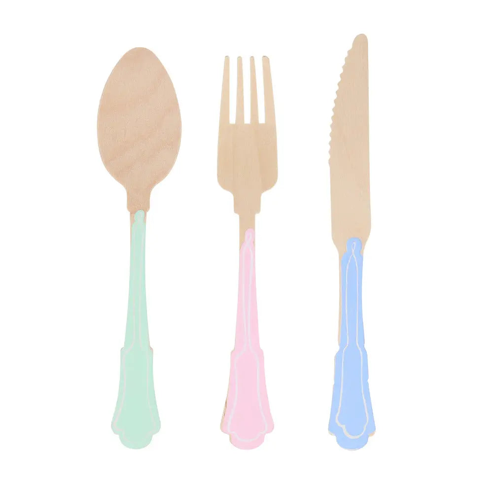 Elegant mixed color wooden cutlery set Meri Meri