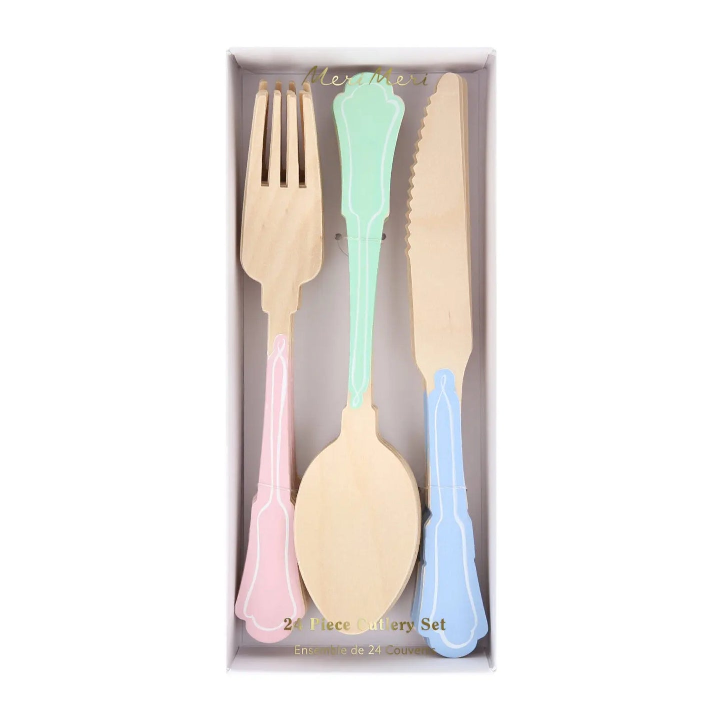 Elegant mixed color wooden cutlery set Meri Meri