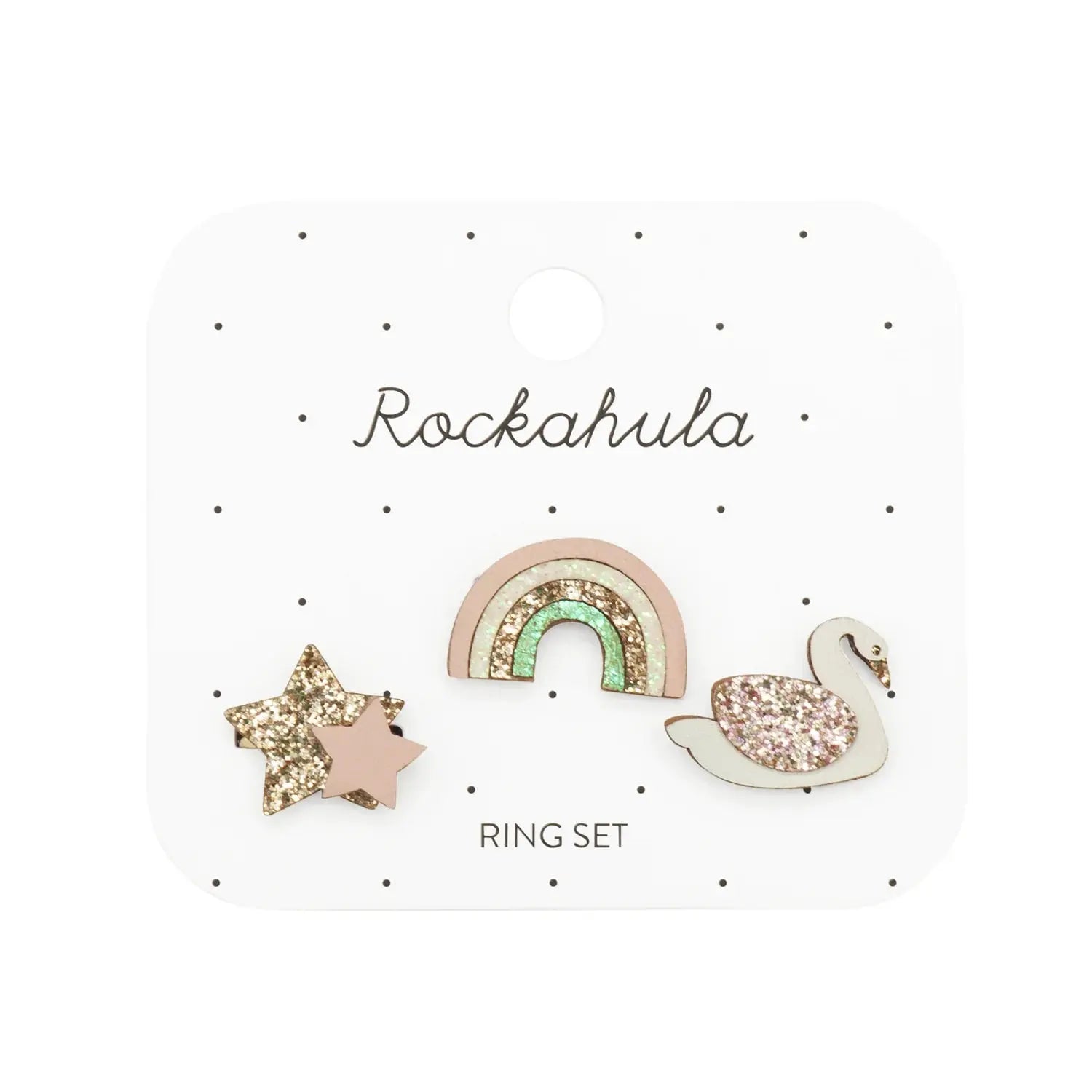Enchanted Rainbow And Swan Ring Set Rockahula