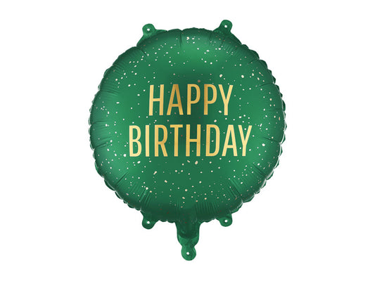 Foil balloon round ''Happy Birthday'', 35x35 cm, dark green (FB353-012C)