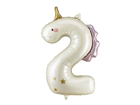 Foil balloon Number ''2'' Unicorn, 93cm, mix (FB359-2)