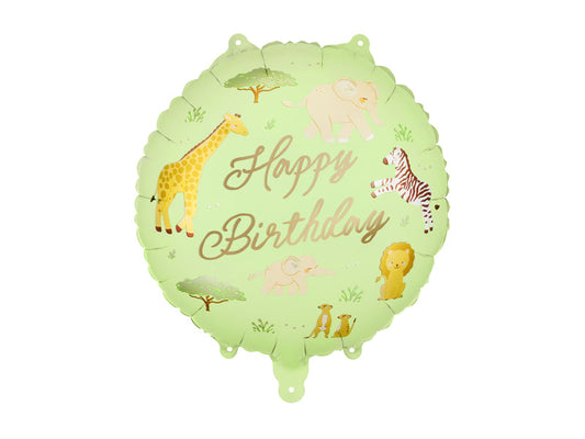 Foil balloon tablet ''Happy Birthday'' Safari, 35x35 cm, mix (FB388)