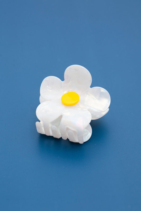 FLOWER CELLULOSE HAIR CLAW CLIPS  | 40H585: WHITE JOSSLYN by Wall to Wall