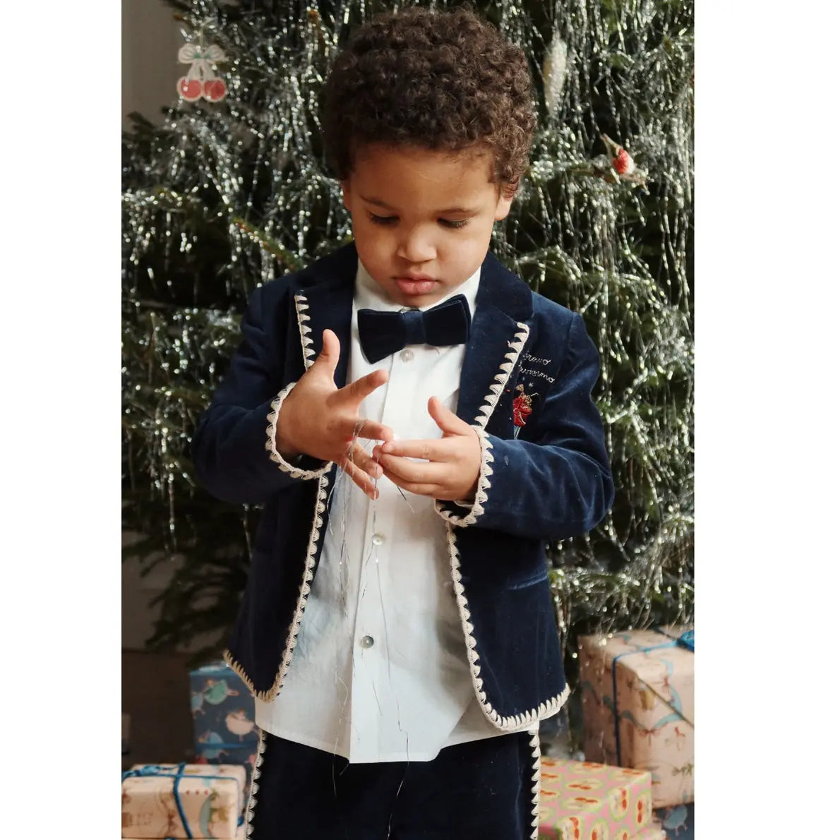 Festive bow tie - navy velvet Konges Slojd