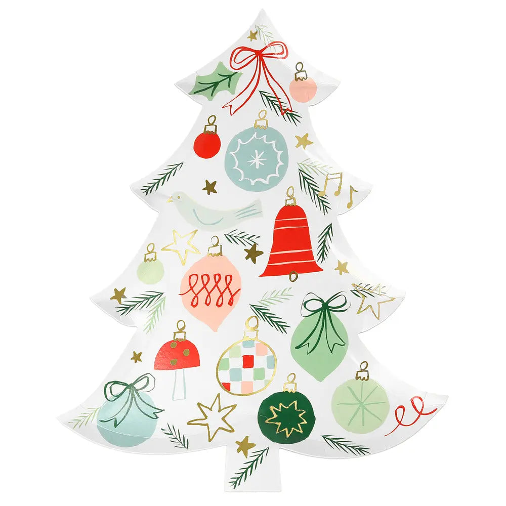 Festive pattern tree plates Meri Meri