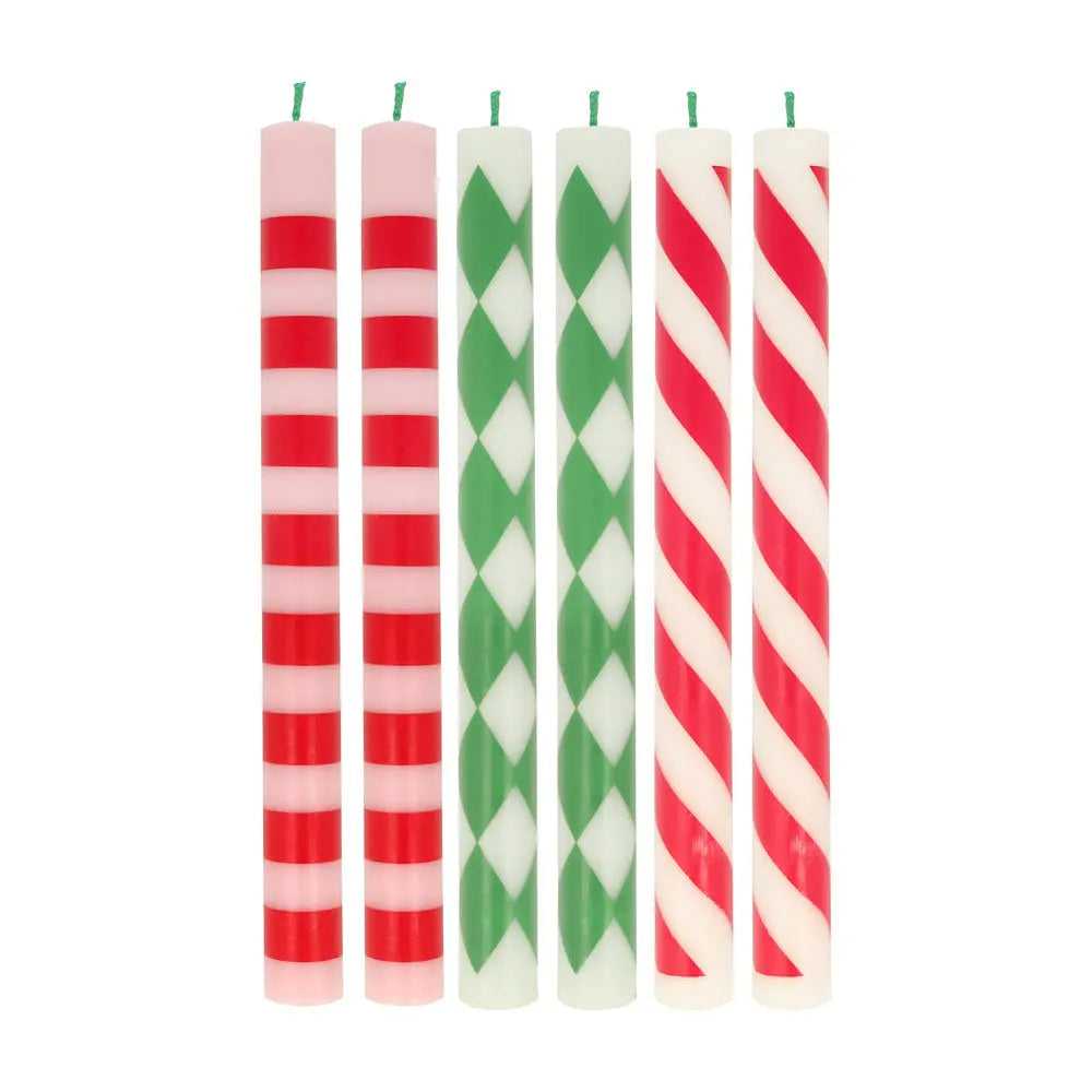 Festive stripe table candles Meri Meri