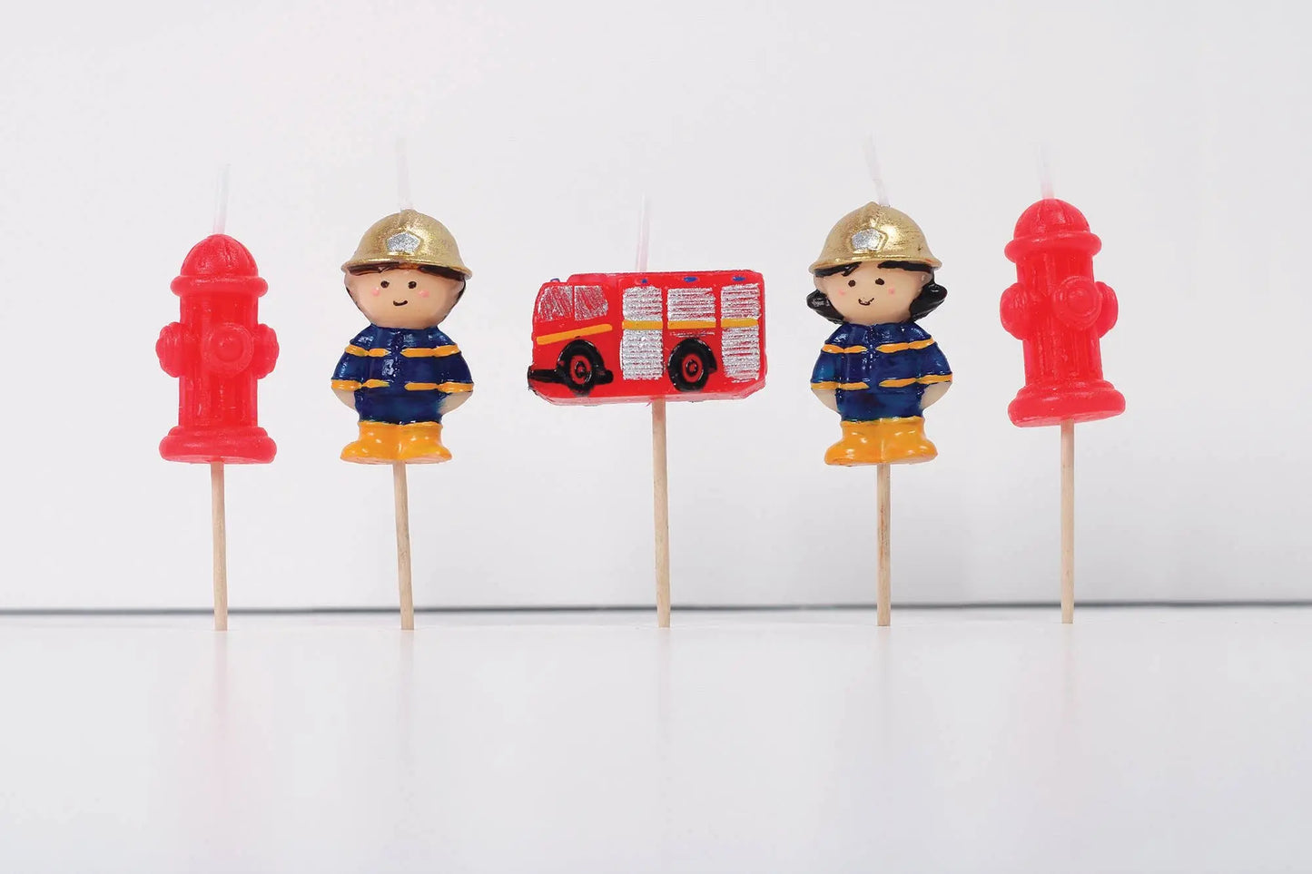 Firefighter Cake Candles Smiling Faces