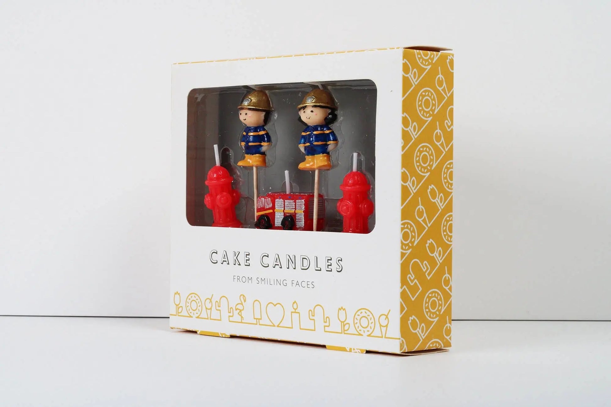 Firefighter Cake Candles Smiling Faces