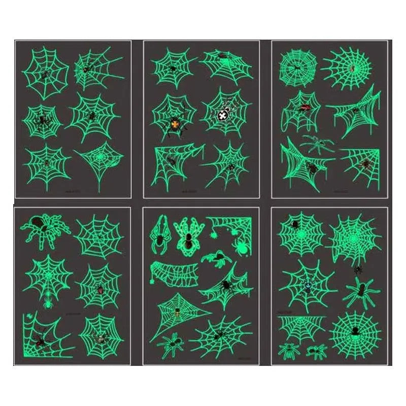 Fluorescent temporary tattoo SPIDER 6 assorted designs Cotillons D Alsace