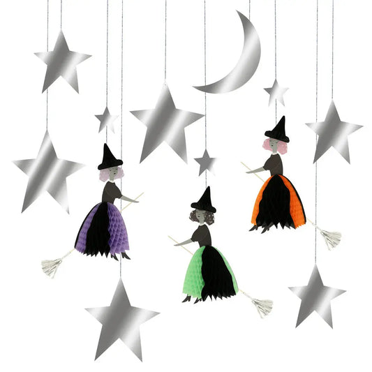 Flying honeycomb witch decorations Meri Meri