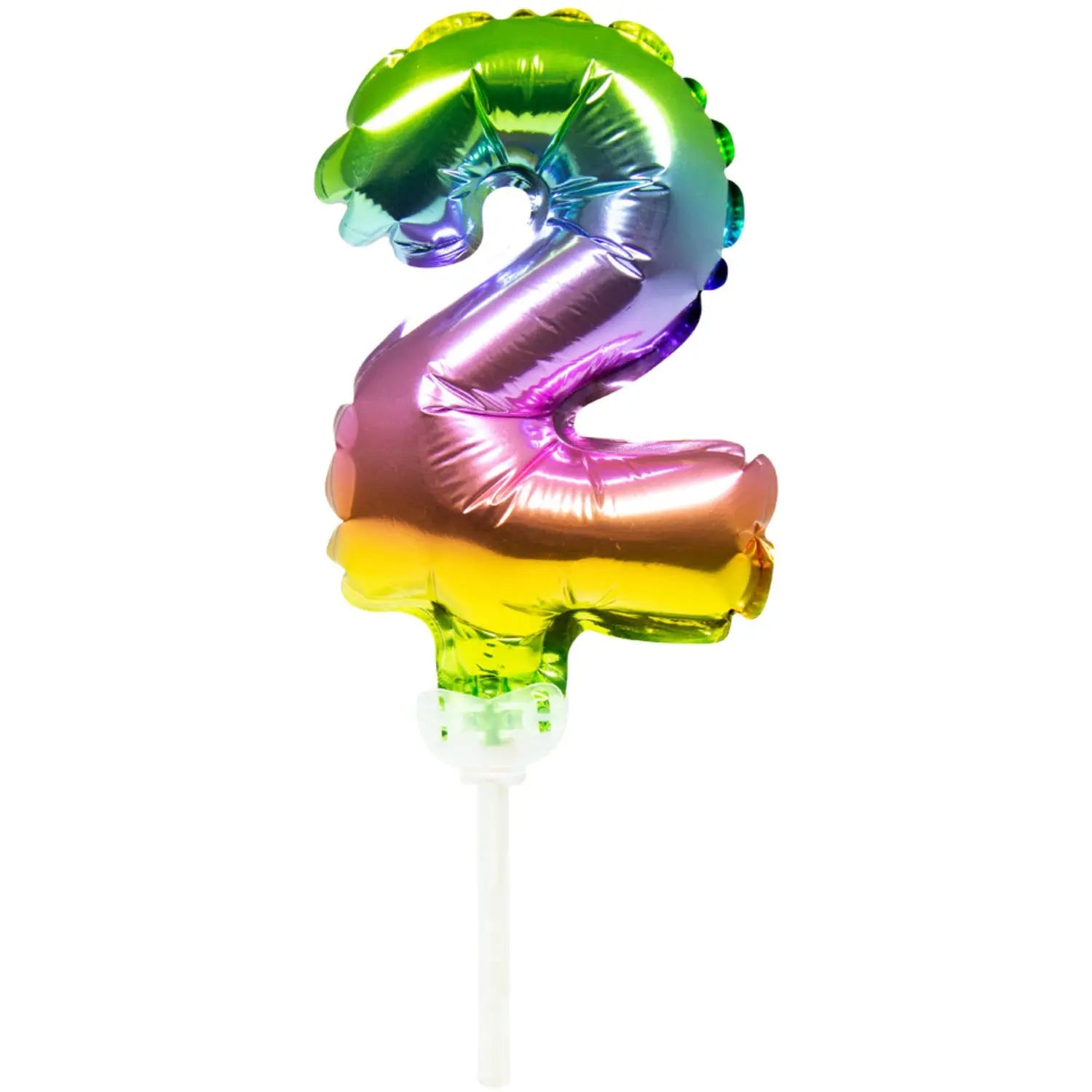 Foil Balloon Cake Topper Rainbow Number 2 - 13cm Folat