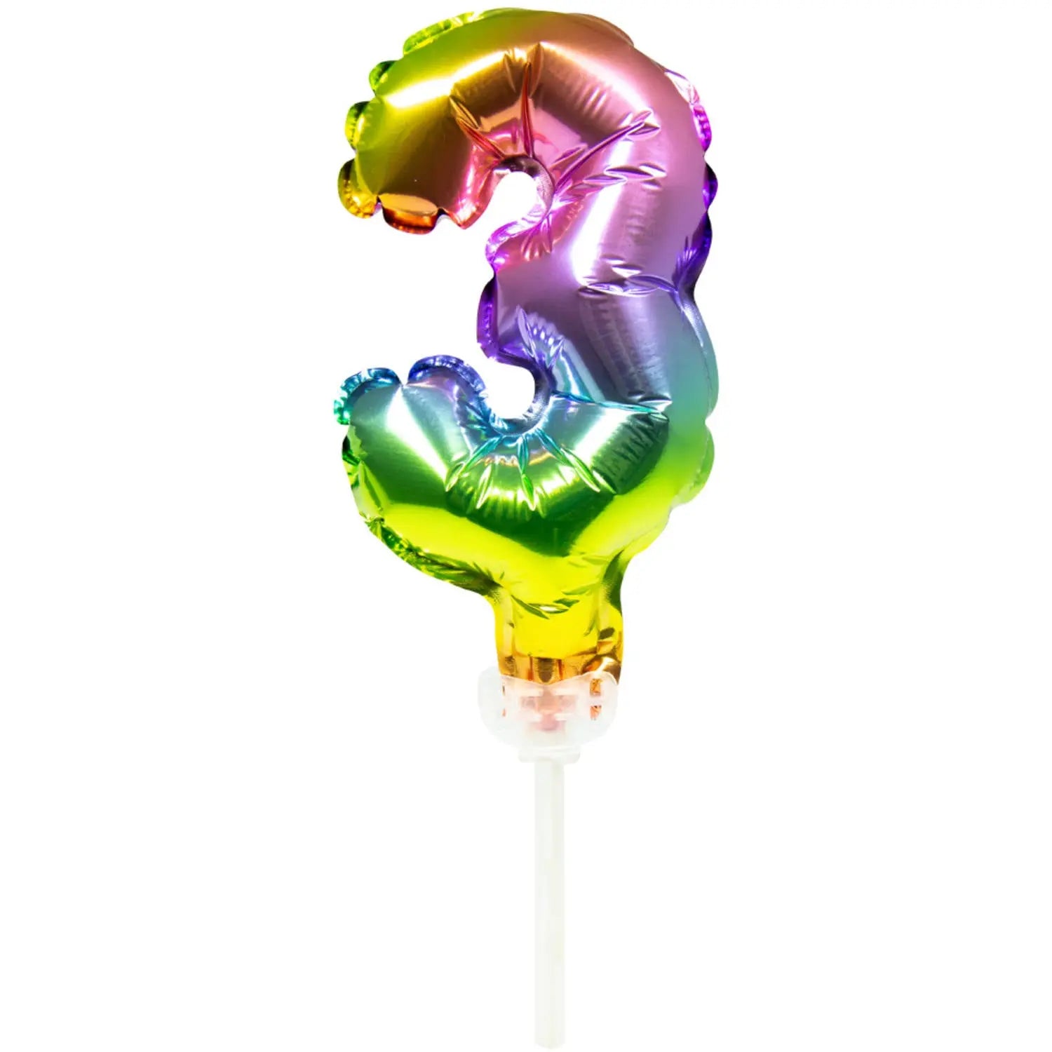 Foil Balloon Cake Topper Rainbow Number 3 - 13cm Folat