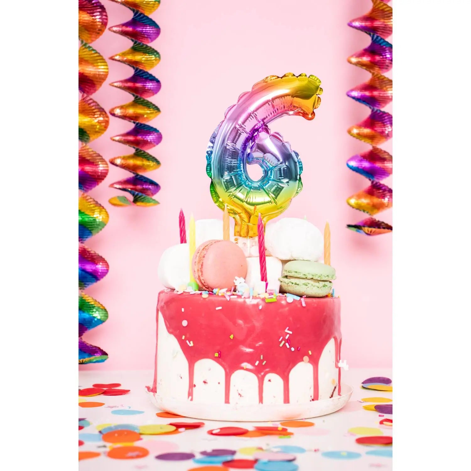 Foil Balloon Cake Topper Rainbow Number 3 - 13cm Folat