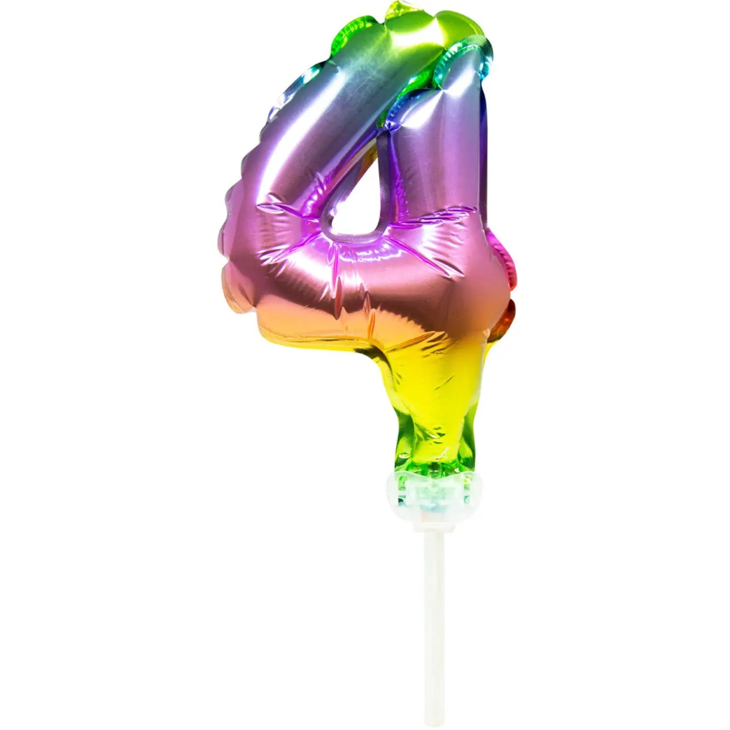 Foil Balloon Cake Topper Rainbow Number 4 - 13cm Folat
