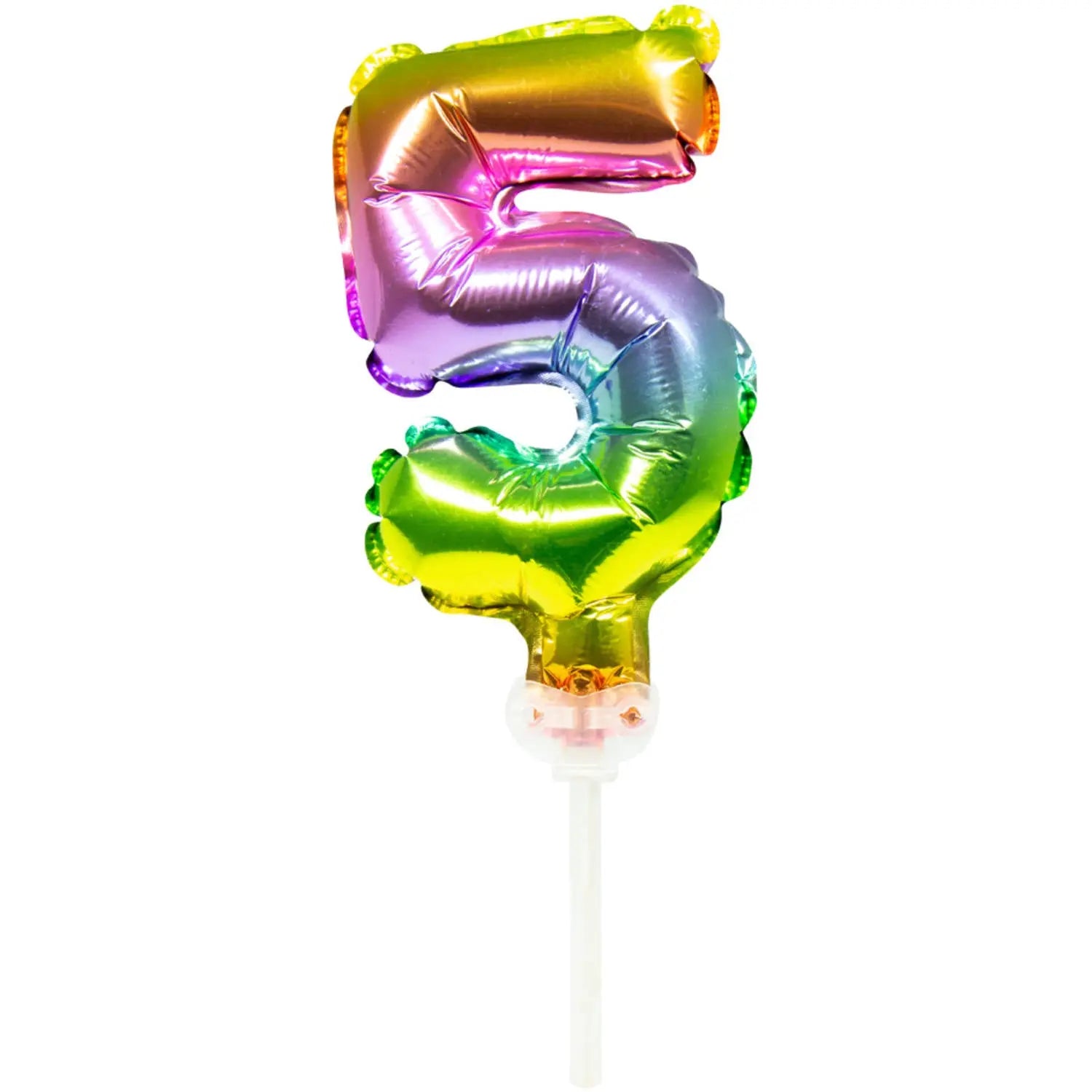 Foil Balloon Cake Topper Rainbow Number 5 - 13cm Folat
