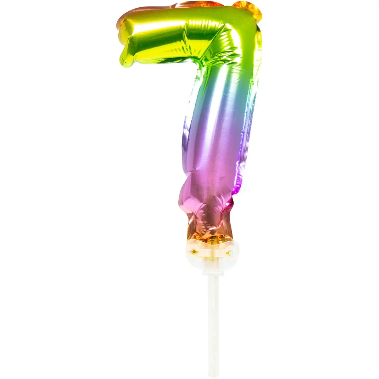 Foil Balloon Cake Topper Rainbow Number 7 - 13cm Folat