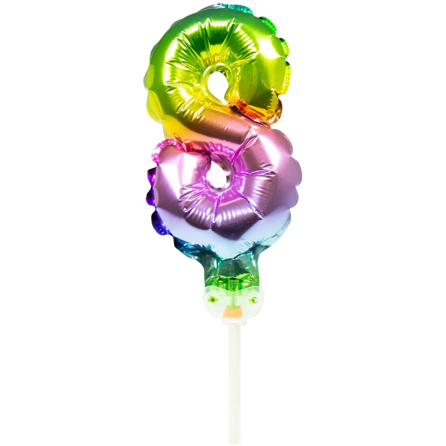 Foil Balloon Cake Topper Rainbow Number 8 - 13cm Folat
