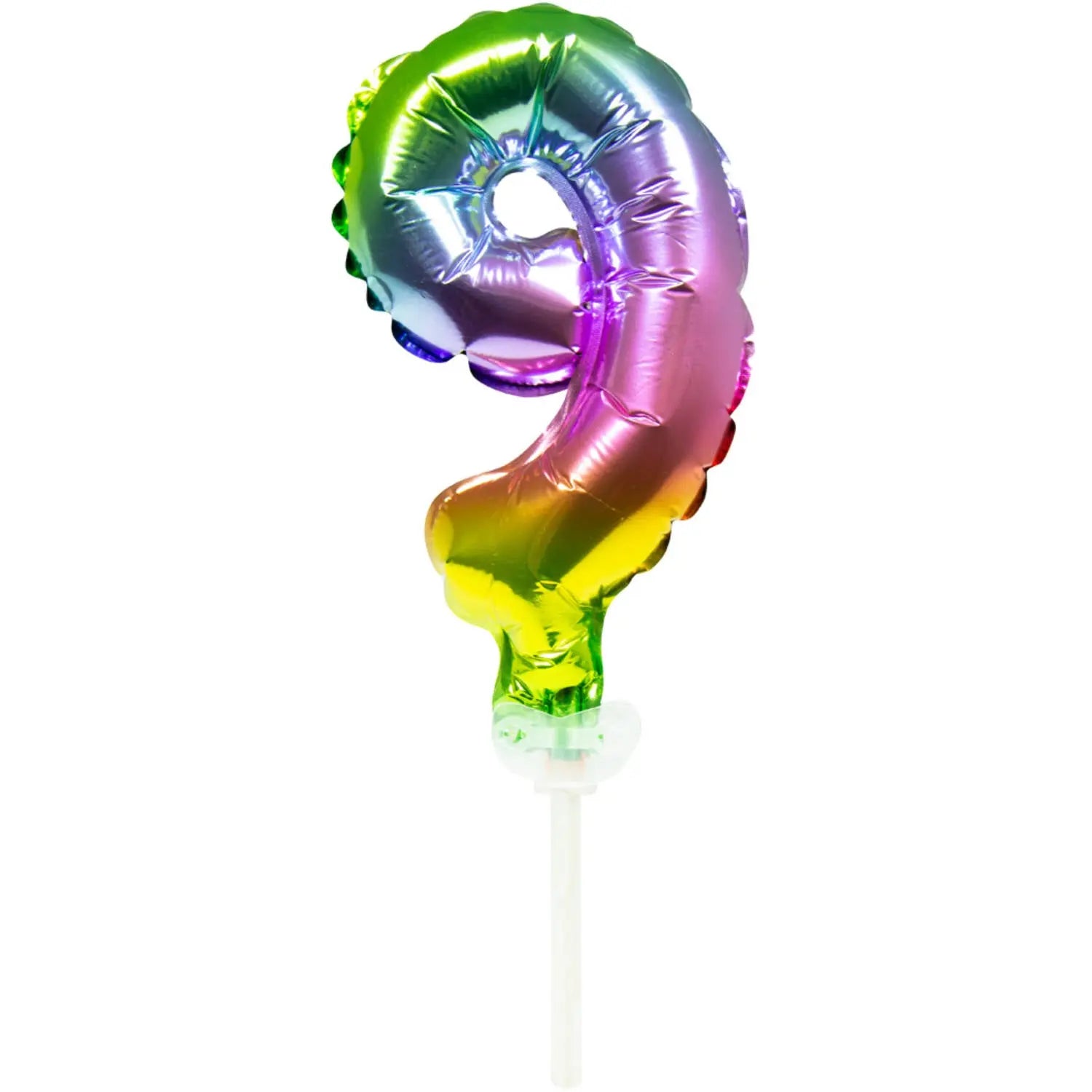 Foil Balloon Cake Topper Rainbow Number 9 - 13cm Folat