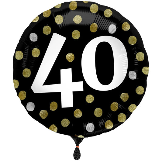 Foil Balloon Glossy Black 40 Years - 45cm Folat