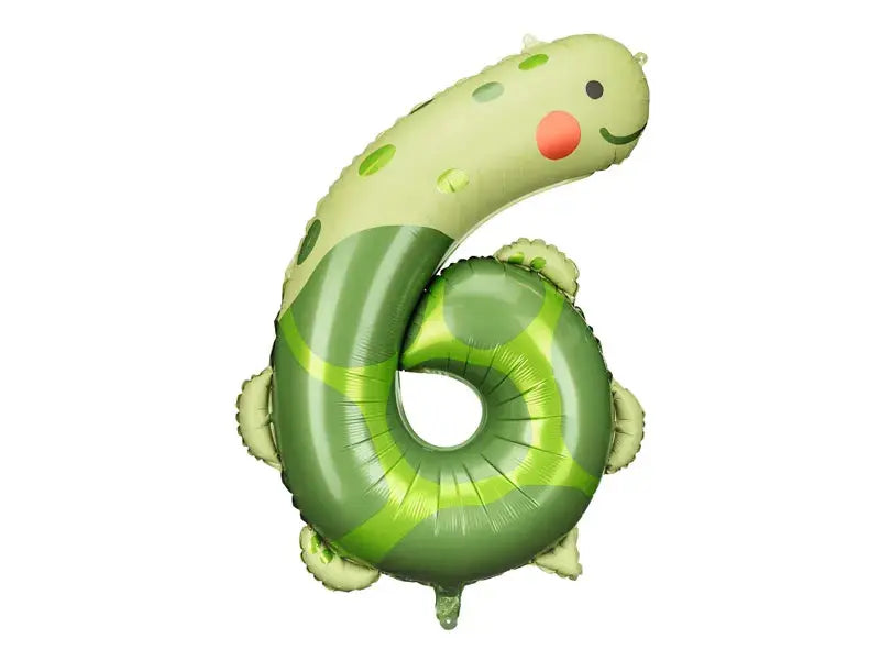 Foil Balloon Number 6 - Turtle, 75x96 cm, mix Partydeco