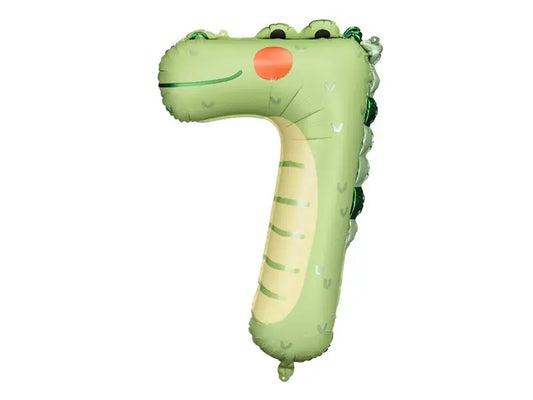 Foil Balloon Number 7 - Crocodille, 56x85 cm, mix Partydeco