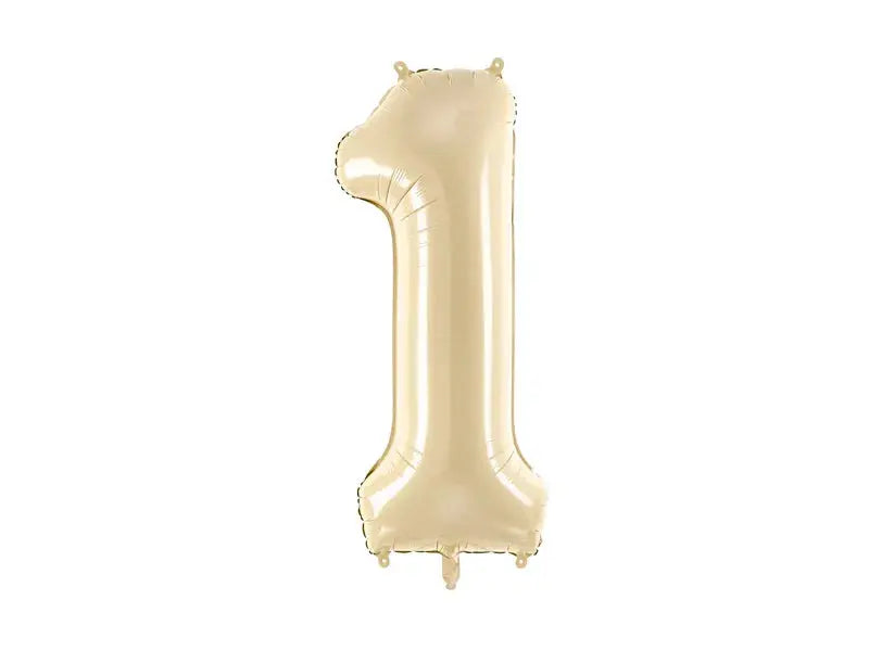 Foil Balloon Number ''1'', 72cm, beige Partydeco