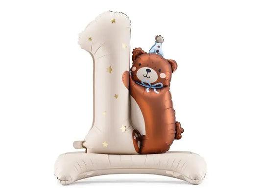 Foil Balloon Number '1' with Bear, 81 x 72 cm Partydeco