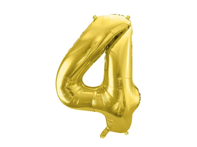 Foil Balloon Number ''4'', 72cm, light gold Partydeco