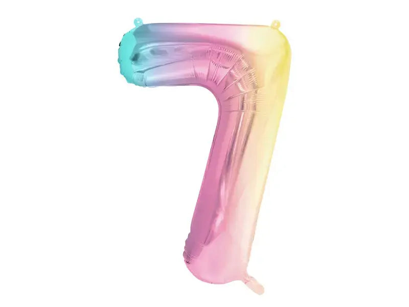 Foil Balloon Number ''7'', 86cm, pastel rainbow Partydeco