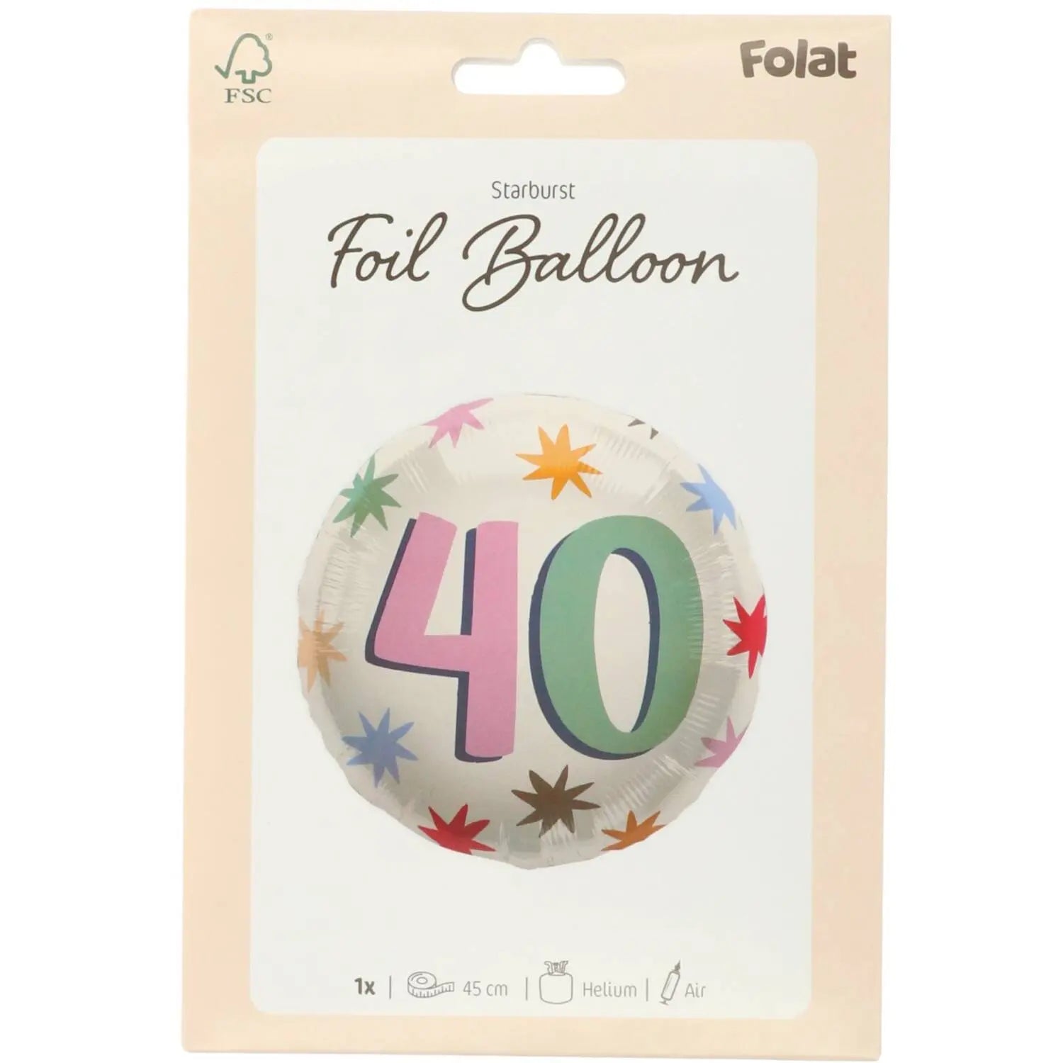 Foil Balloon - "40" - Starburst - 45 cm Folat